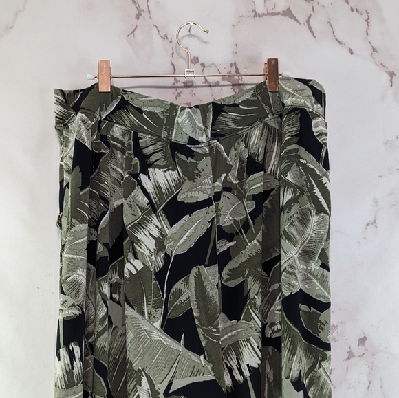 GILI Pants Womens XL P Green Wide Leg Palazzo Resort Hawaiian Floral Botanical - Picture 7 of 14